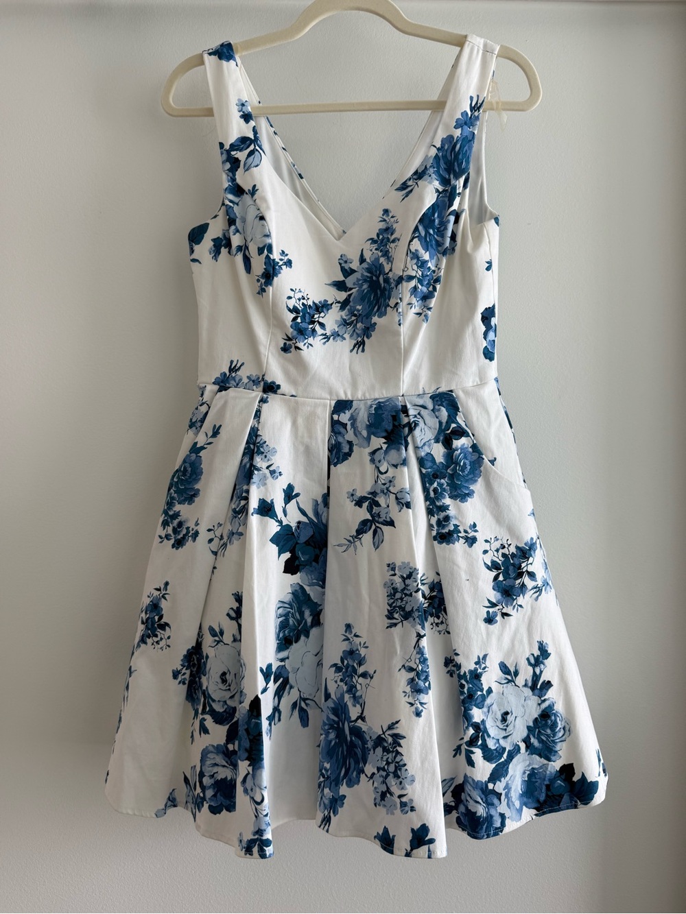 Trixxi White Midi Dress with Blue Floral Print